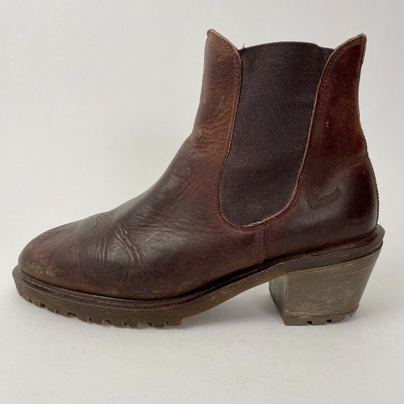 Dr. Martens Shoes - Women's Dr. Martens Cadence Heeled Brown Leather Chelsea Boots, Size 10